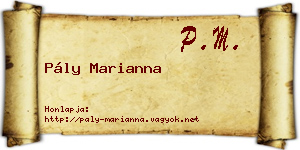 Pály Marianna névjegykártya